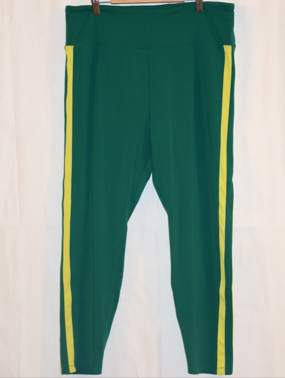 Lou & Grey For Loft Green & Yellow Varsity Leggings.
